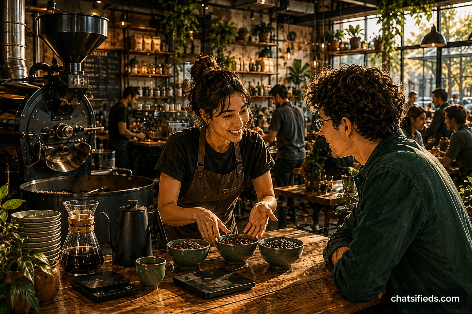 Illustrated Australian coffee scene for Aussie Coffee Roasters