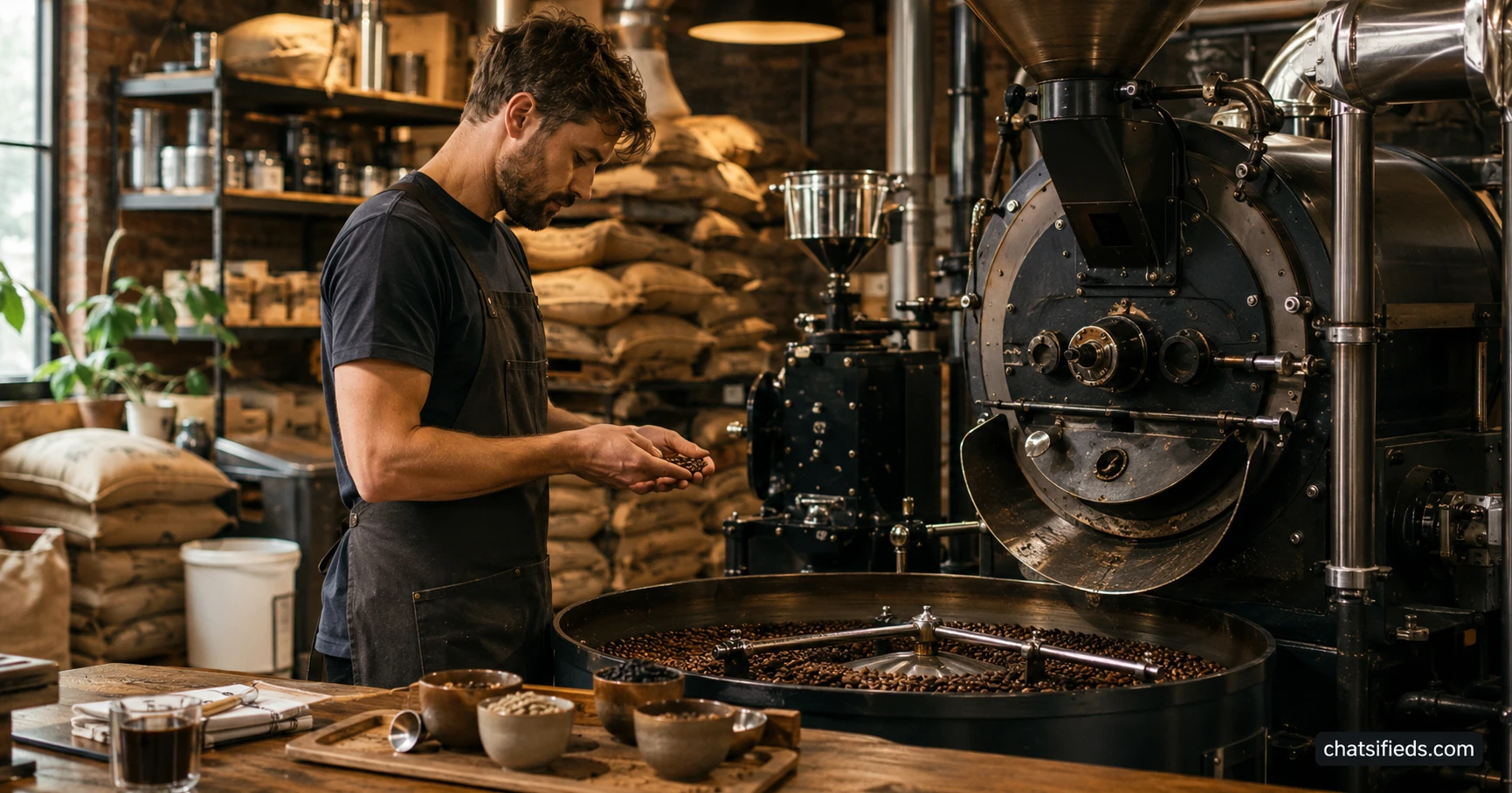 Illustrated Australian coffee scene for Neighbourhood Coffee Roasters