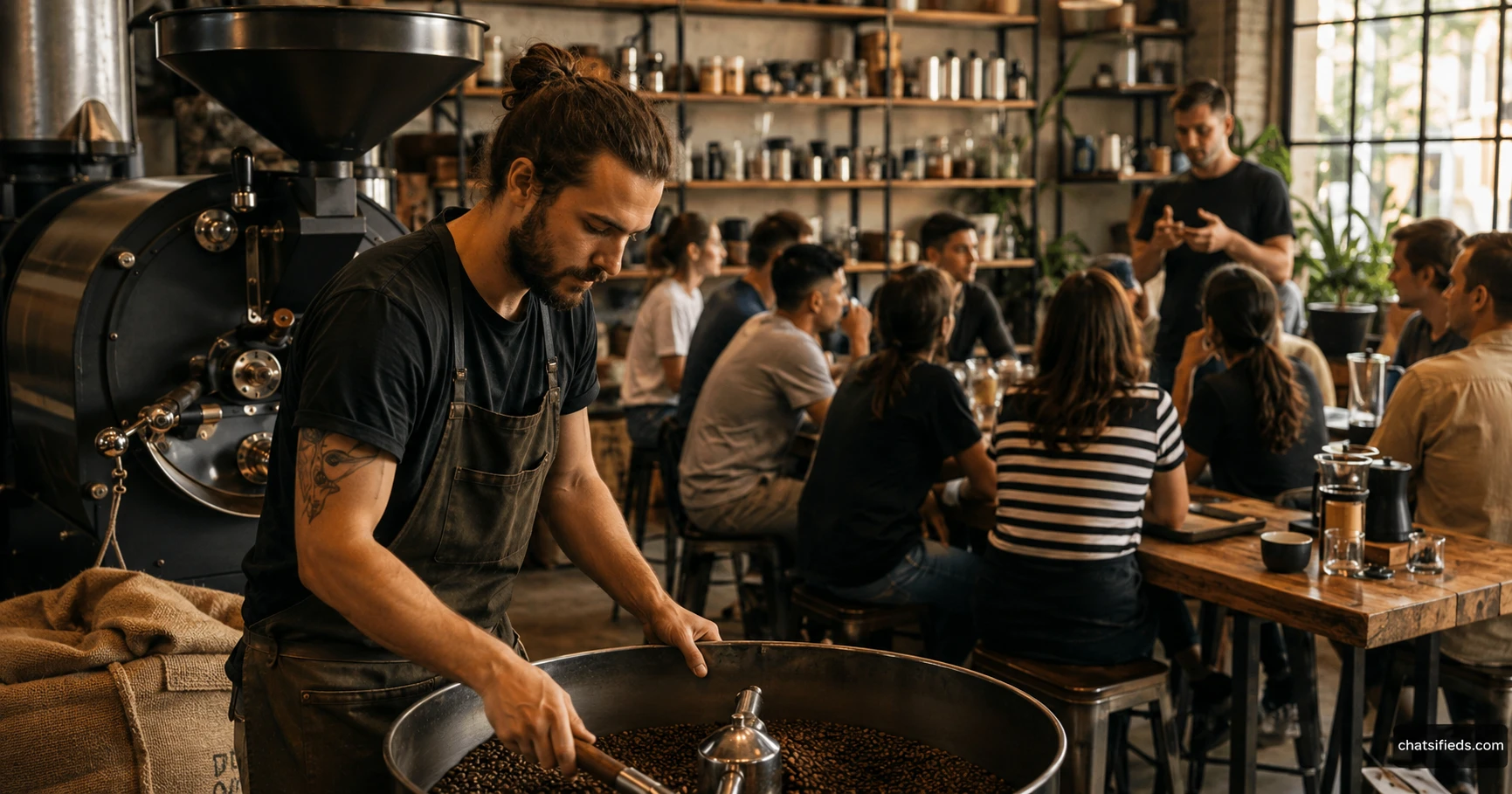 Illustrated Australian coffee scene for Parallel Roasters