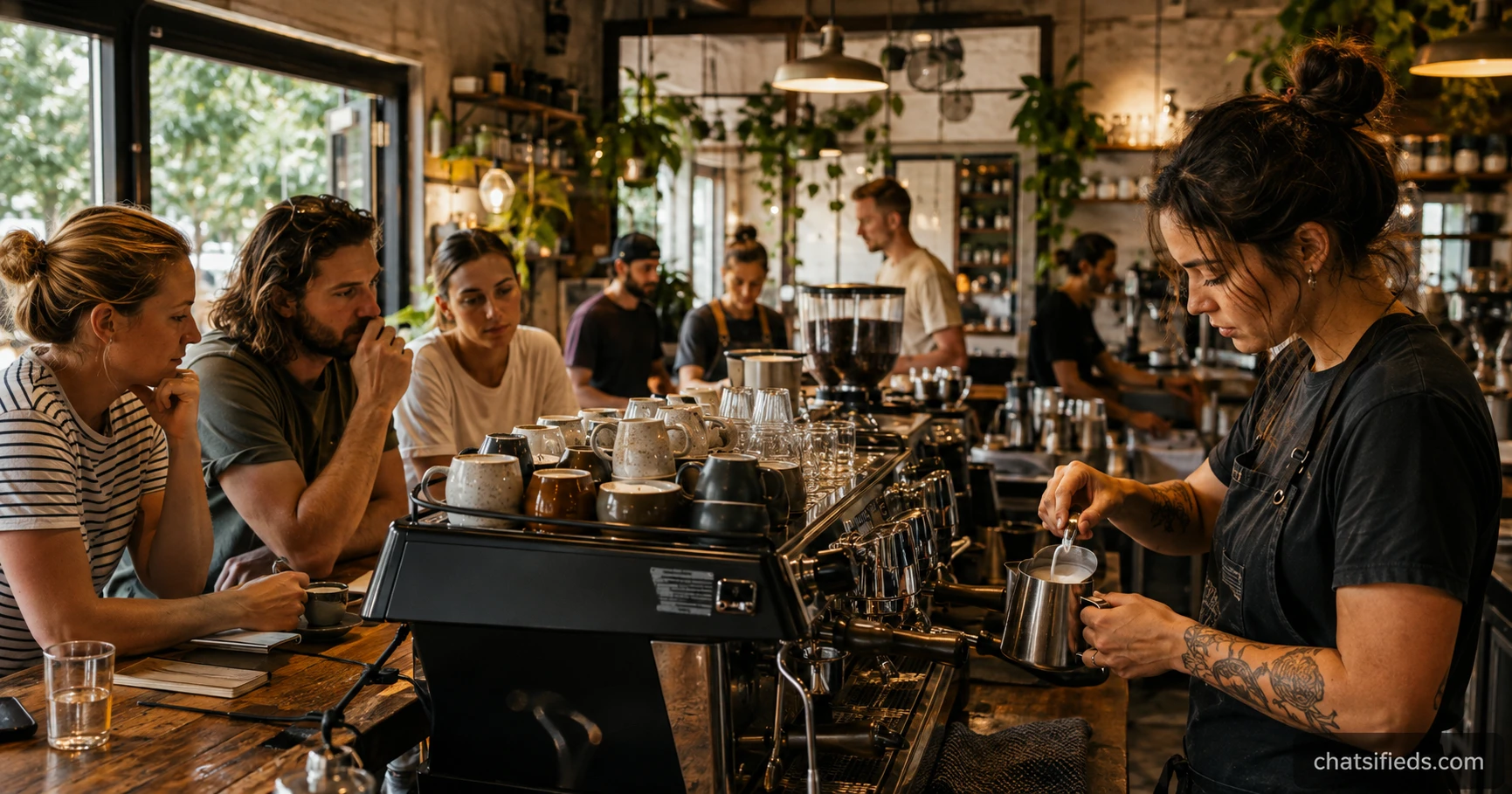 Illustrated Australian coffee scene for Proud Mary Coffee