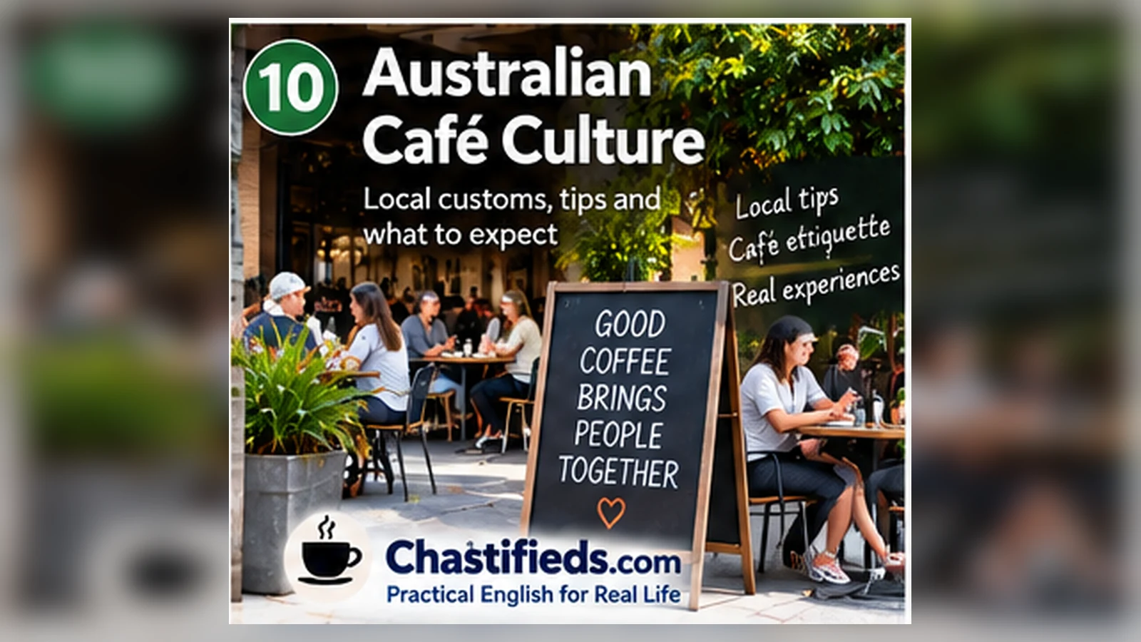 Australian Café Culture Coffee English collection by Chatsifieds.com Outdoor Australian café scene explaining local café culture and practical English with Chatsifieds.com