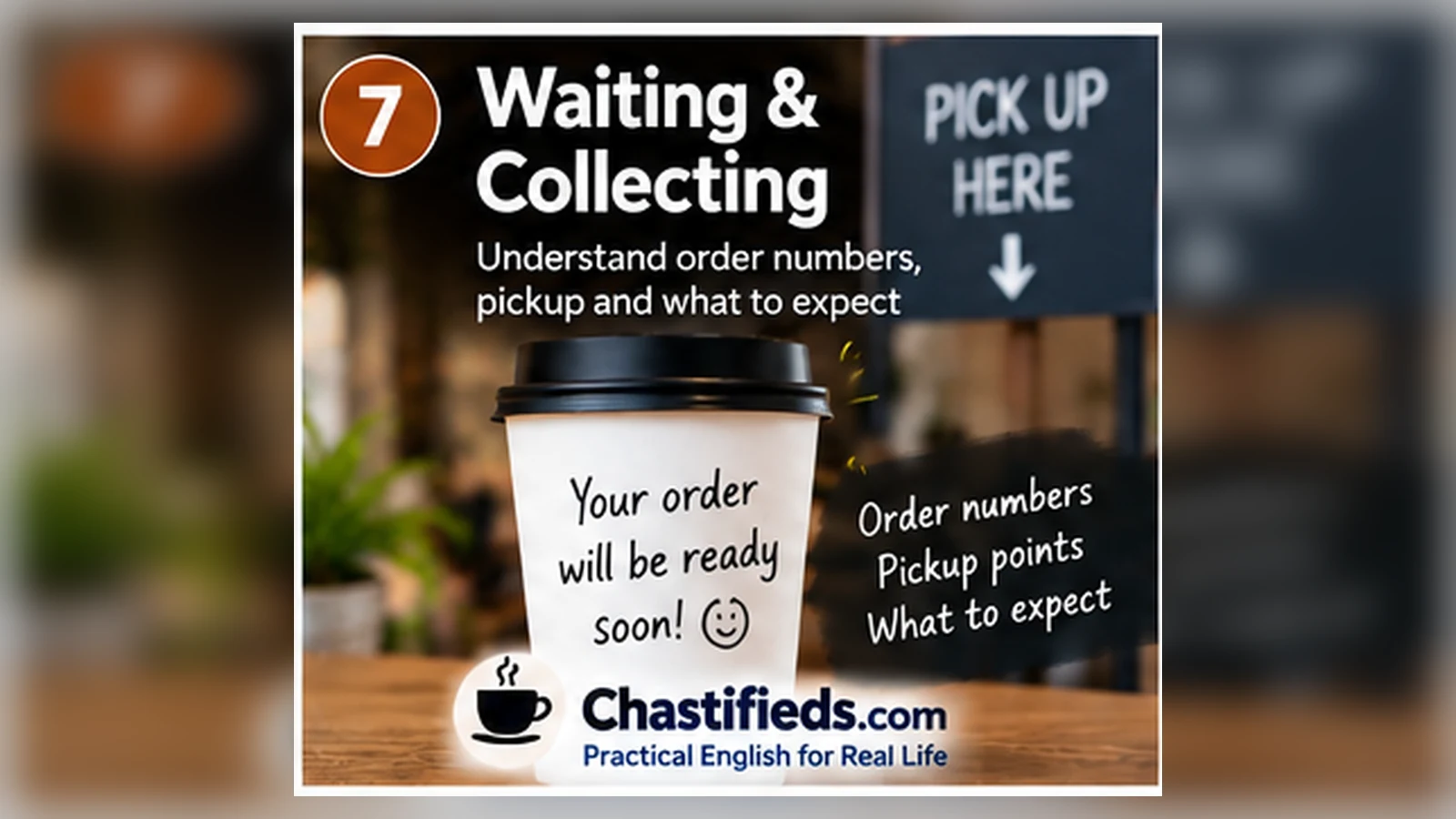 Takeaway coffee at an Australian café pickup point with order collection English by Chatsifieds.com