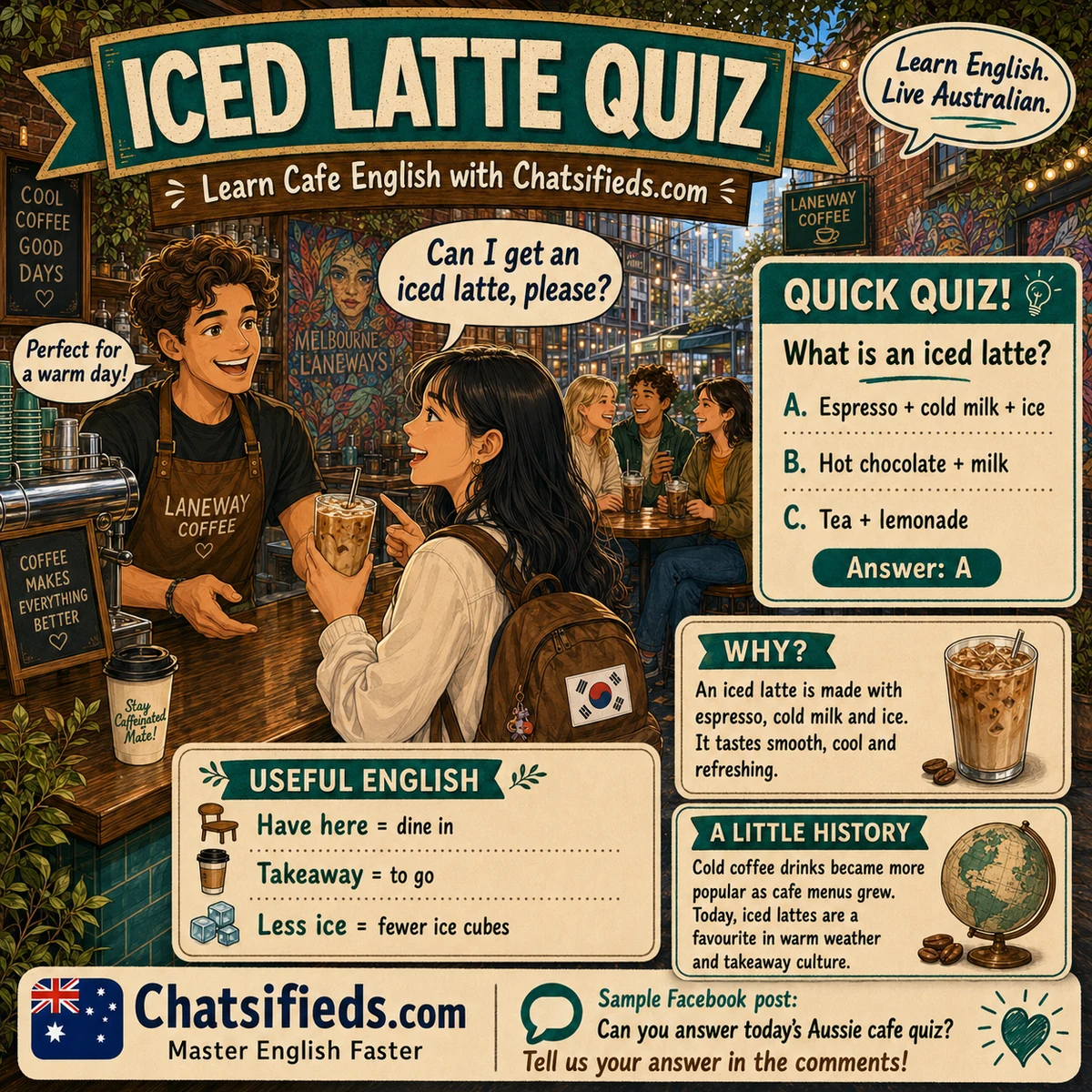 Iced latte Australian café English lesson